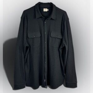 Faherty Men's Legend Sweater Shirt Heathered Black Twill Size XXL Classic